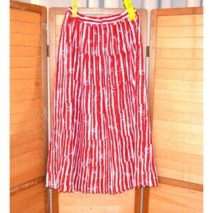Vintage Skirt Red and White Flirty Swing with Pleats
